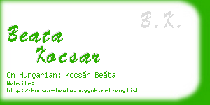 beata kocsar business card